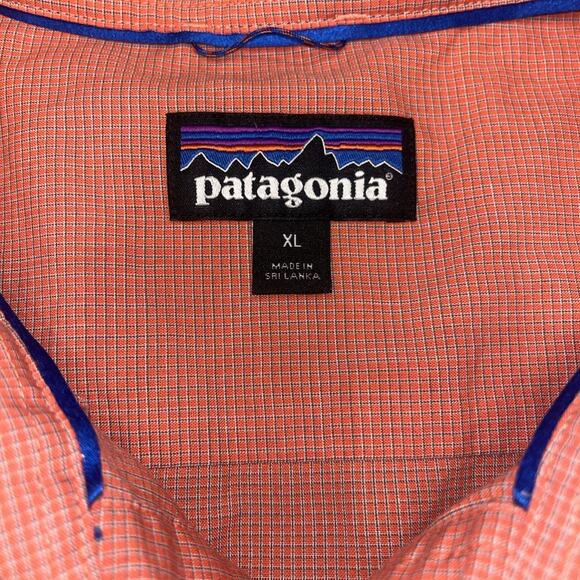 Patagonia Shirt Mens XL Orange Plaid Check Island Hopper Vent Fish Performance - Picture 3 of 6